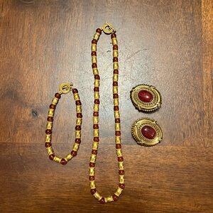 Necklace, bracelet and Clip On Earring Set